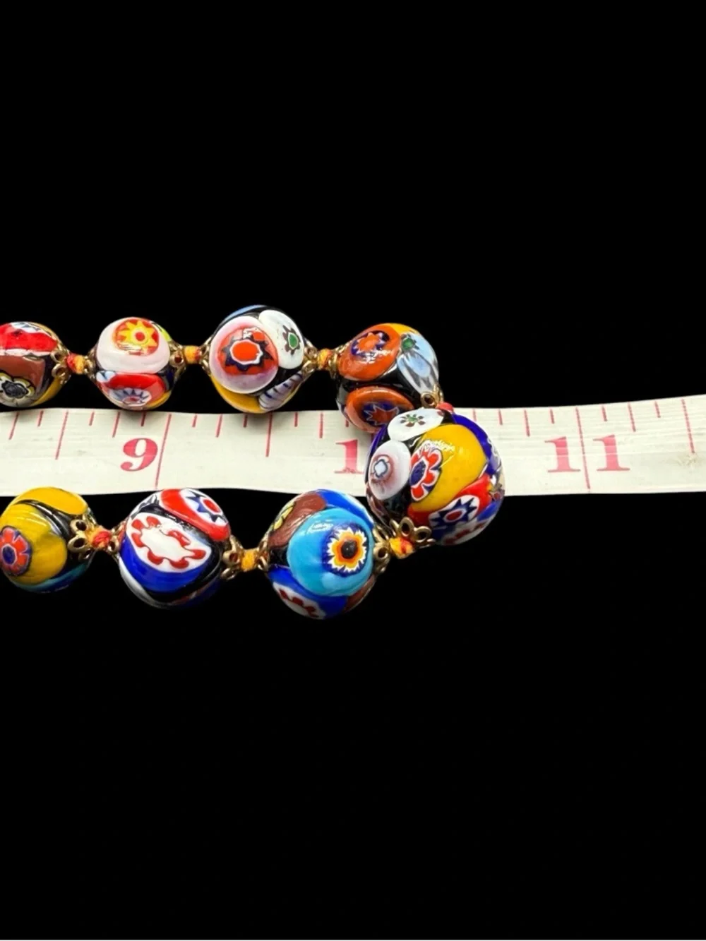 Vintage Venetian Murano Millefiori Glass Graduated Beaded Necklace Italian 20” - Picture 10 of 13